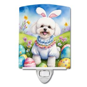 NEW Bichon Frise Easter Egg Hunt Ceramic Night Light Compact, UL-Certified, Ideal for Bedroom, Bathroom, Nursery, Hallway, Kitchen, 6x4x3, Multic