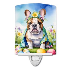 NEW English Bulldog Easter Egg Hunt Ceramic Night Light Compact, UL-Certified, Ideal for Bedroom, Bathroom, Nursery, Hallway, Kitchen, 6x4x3
