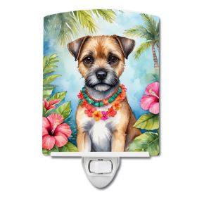 NEW Border Terrier Luau Ceramic Night Light Compact, UL-Certified, Ideal for Bedroom, Bathroom, Nursery, Hallway, Kitchen, 6x4x3, Multicolor