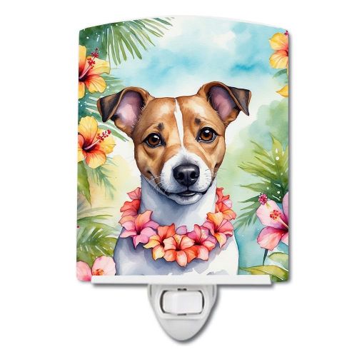 NEW Jack Russell Terrier Luau Ceramic Night Light Compact, UL-Certified, Ideal for Bedroom, Bathroom, Nursery, Hallway, Kitchen, 6x4x3, Multicolo