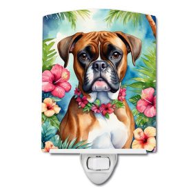NEW Boxer Luau Ceramic Night Light Compact, UL-Certified, Ideal for Bedroom, Bathroom, Nursery, Hallway, Kitchen, 6x4x3, Multicolor