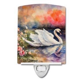 NEW Swan Ceramic Night Light Compact, UL-Certified, Ideal for Bedroom, Bathroom, Nursery, Hallway, Kitchen, 6x4x3, Multicolor