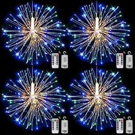 4 Packs; Fairy String Lights Christmas Lights; 90LED 8 Modes Dimmable String Fairy Lights With Remote Control; Waterproof Copper Wire Decorative (Color: Multicolor)