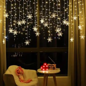 1pc; LED Star Curtain Lamp; USB Plug 11.5ft Festival Lights; Valentine's Day Decorative; Indoor; Outdoor; Wedding Party; Window Bedroom New Year (Color: Warm White, size: 110V Plug-in LED 4 Meters And 19 Sags)