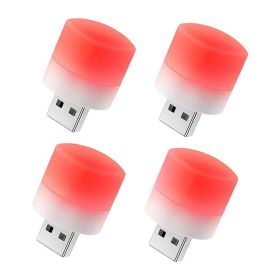 4Pcs USB Night Light; Energy-Saving Light; USB Light Bulb; Compact LED Bulb; Portable Lighting; Ambient Lighting; Decorative Lamp; Mini USB Light (Color: Red Light 4 Packs)