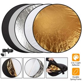 5 In 1 Photography Round Light Reflector Collapsible Multi Disc Light Diffuser w/ Storage Bag Translucent Silver Gold White Black 5 Colors Reflec (size: M)
