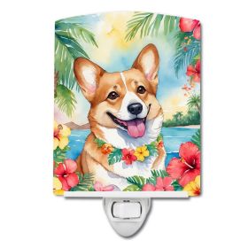 NEW Corgi Luau Ceramic Night Light Compact, UL-Certified, Ideal for Bedroom, Bathroom, Nursery, Hallway, Kitchen, 6x4x3, Multicolor (Default: Default)