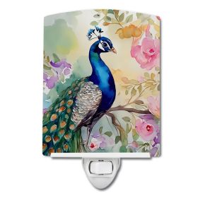 NEW Peacock Ceramic Night Light Compact, UL-Certified, Ideal for Bedroom, Bathroom, Nursery, Hallway, Kitchen, 6x4x3, Multicolor (Default: Default)